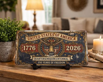 Commemorative Americana License Plate, 1776-2026, Vintage Eagle Design