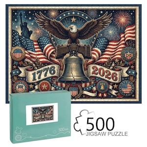 Patriotic 500 Piece Jigsaw Puzzle, Vintage Eagle Liberty Bell Art, USA Anniversary Wood Toy Bild 10