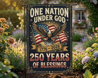 One Nation Under God Garden Flag, Patriotic Eagle USA Anniversary Yard Decor