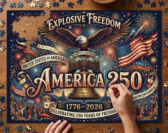 America 250th Anniversary Puzzle, Patriotic Eagle Flag Jigsaw (500 Pieces)