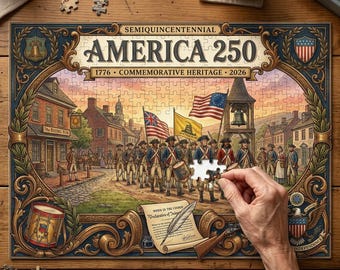 America 250th Anniversary Puzzle, Vintage Americana, 500 Pieces, Liberty Bell, Patriotic Decor