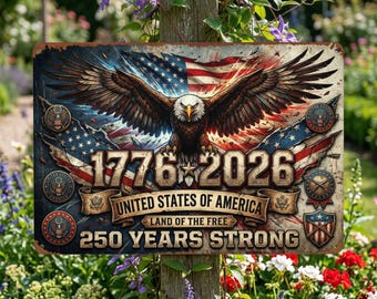 Patriotic Eagle Tin Sign, America 250th Anniversary Metal Wall Decor