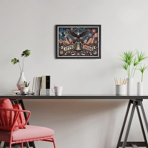 Patriotic 500 Piece Jigsaw Puzzle, Vintage Eagle Liberty Bell Art, USA Anniversary Wood Toy Bild 8