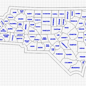 North Carolina State Puzzle Puzzle Puzzle Grafschaft Puzzle Digitale Laserdateien