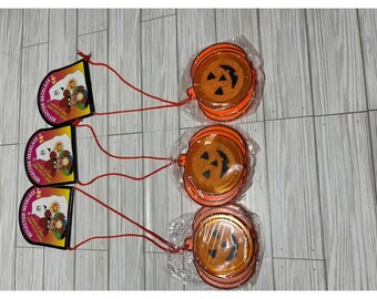 Lot de 3 colliers réflecteurs citrouilles d'Halloween Advance Int'l vintage 1995 35 cm