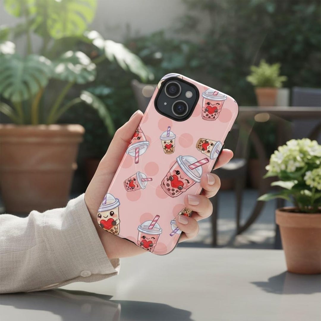 Cute Bubble Tea Phone Case Pink Kawaii Boba iPhone Case, Magsafe ...