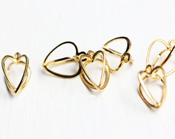 Charmes de coeur doré breloques, pendentifs, Cage coeur, petit coeur or (x 6)