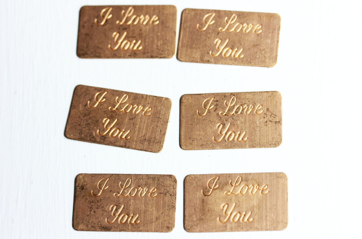 Postcard Necklace Heart 'I Love You' Friendship Vintage Brass Charm UK Seller Postcard Necklace Heart 'I Love You' Friendship Vintage Brass Charm UK Seller