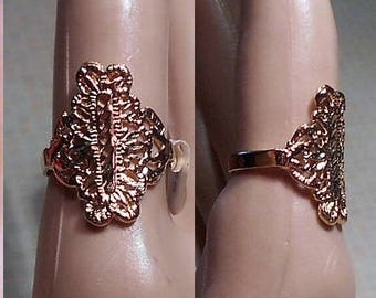 SALE 14K Gold Plate Filigree Ring, 1 Dainty Vintage NOS Diamond Cut, Never Worn with Tag. Size 7 Only 19.90