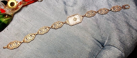 1920s Double Wedding Ring Camphor Glass Bracelet … - image 6