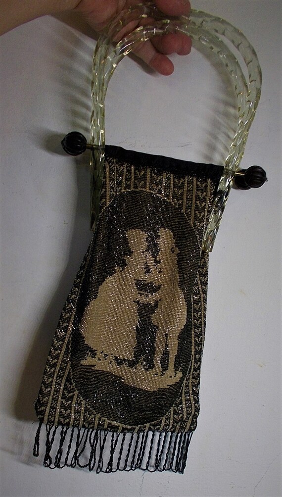 SALE Antique Micro Beaded Purse Courting Couple S… - image 8