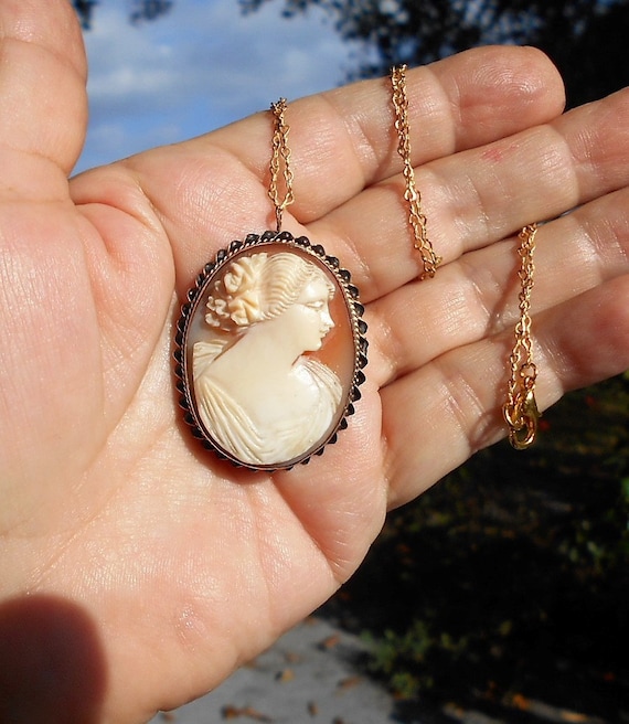 SALE Antique 10K Gold Cameo Marked Beautiful Hand… - image 3