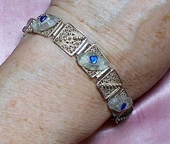 Sterling 4 Piece Camphor Glass Bracelet Gorgeous … - image 4