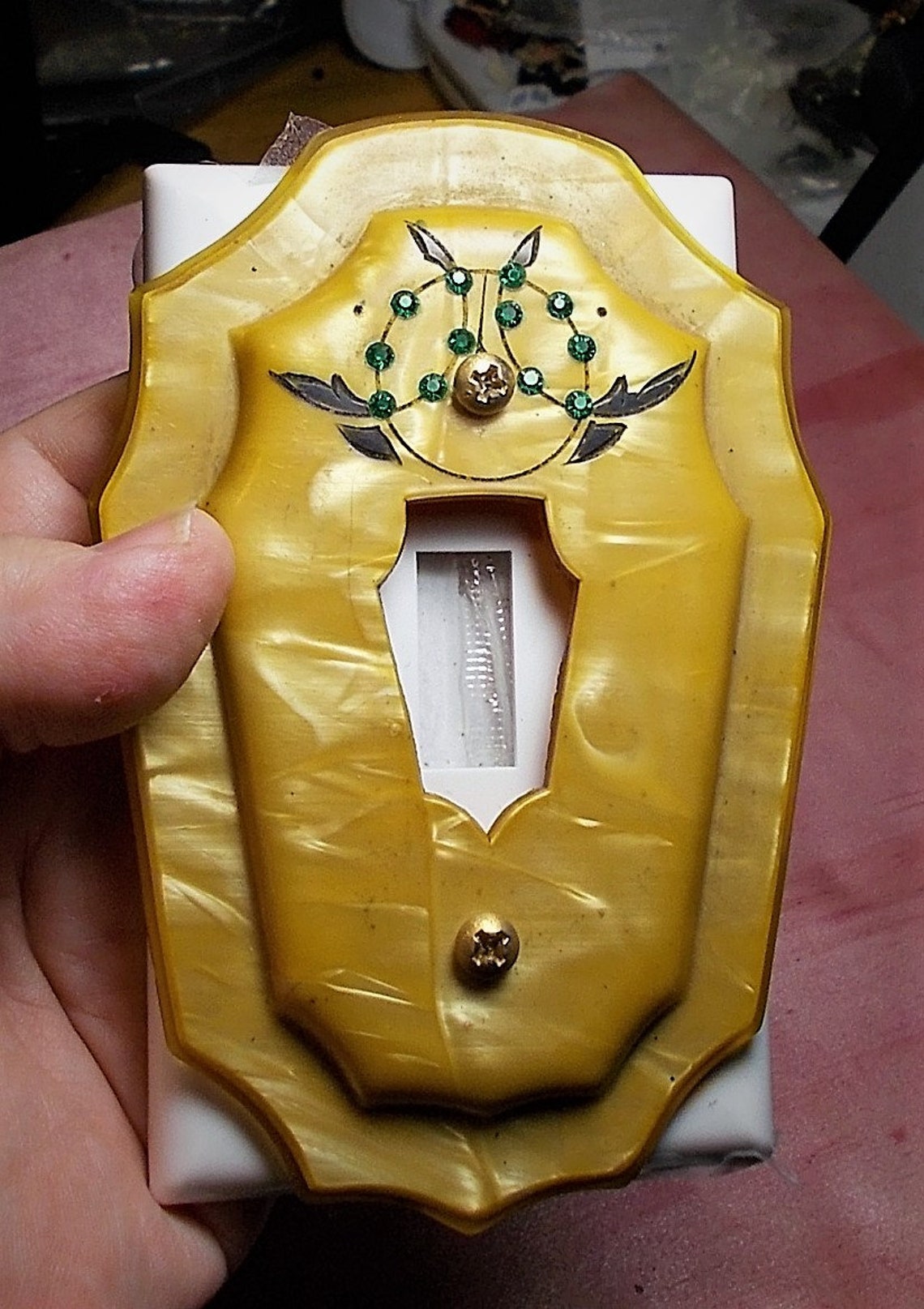 1920 Celluloid Art Deco Light Switch Cover Two Tone W/ Green Etsy