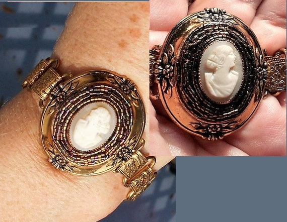 セール ブックチェーン カメオ ブレスレット ヴィンテージ シェル  