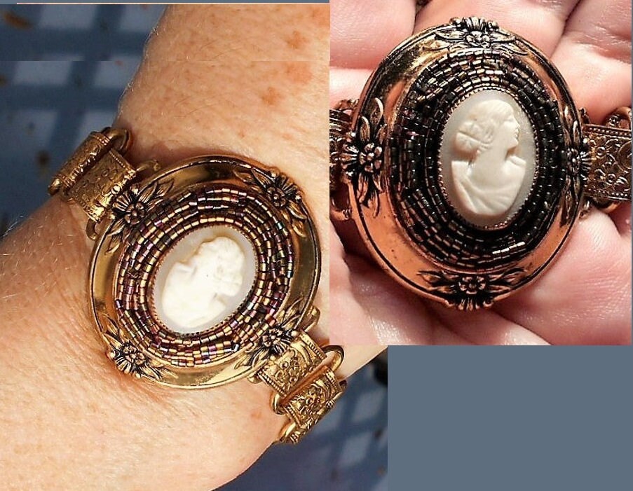 ヴィンテージ　カメオ　ブレスレット セール ブックチェーン カメオ ブレスレット ヴィンテージ シェル