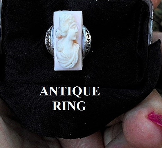SALE 1930's Shell Cameo Ring YOUR SIZE Hand Carve… - image 1