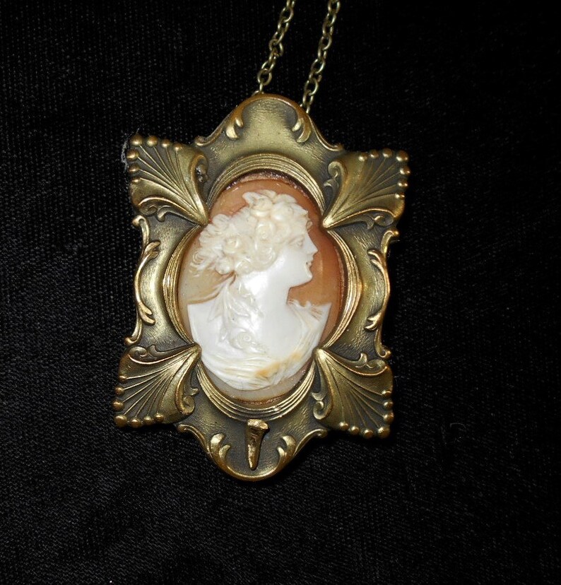 Carved Shell Cameo Goddess FLORA w 7 Flowers 2 34 1890 C Clasp One of a Kind Gorgeous 249.90 1900S CAMEO Sash Pin Art Deco Geometric