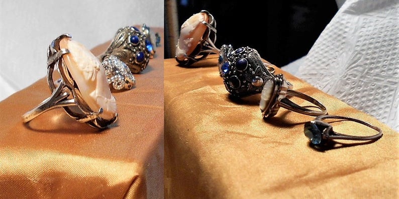 Size 6 12 SALE 1 Dainty Rhinestone Ring Thin Unmarked Silver 1 Blue Foiled Rhinestone Only19.90