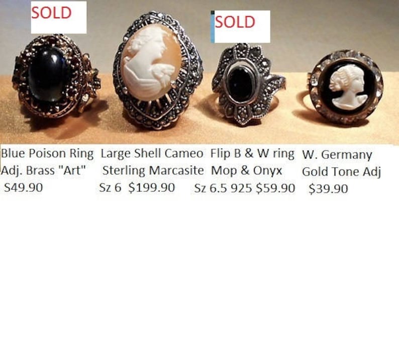 Marcasite 925 Ring SALE 1 Vintage Hand Carved Shell Cameo SterlingOpen Work Vintage Ring Size 6 Large Flowered Cameo Ring 179.90 OOAK