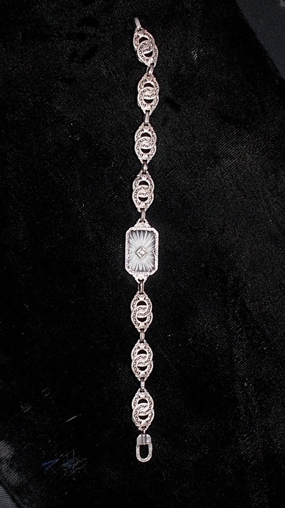 1920s Double Wedding Ring Camphor Glass Bracelet … - image 5