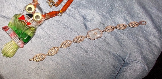 1920s Double Wedding Ring Camphor Glass Bracelet … - image 9