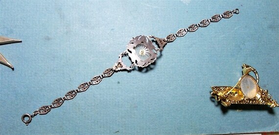 SALE 1920 Marcasite Camphor Glass Bracelet w/ Dia… - image 10