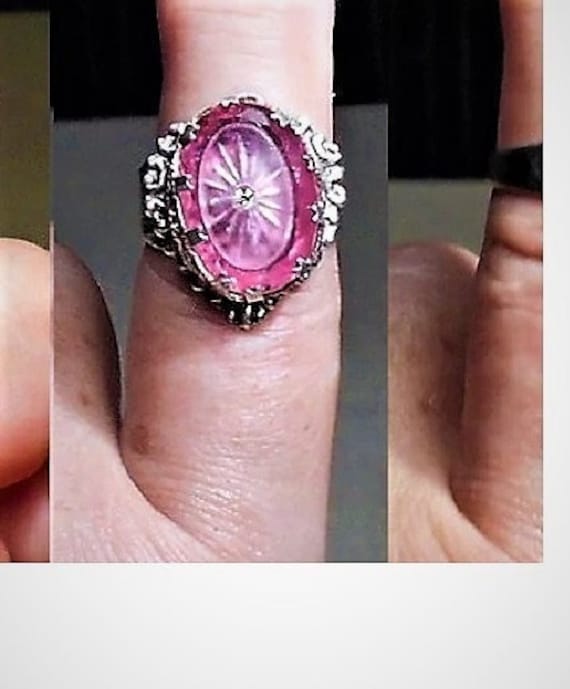 SALE 1 Vintage Pink Camphor Glass Ring, Art Deco … - image 1