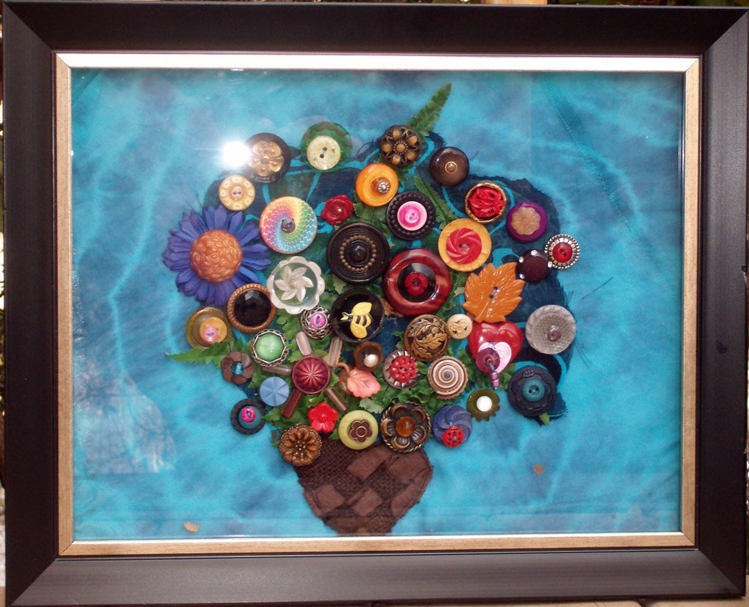 Basket Full of Posies for You. Button Art With 80 Plus Etsy