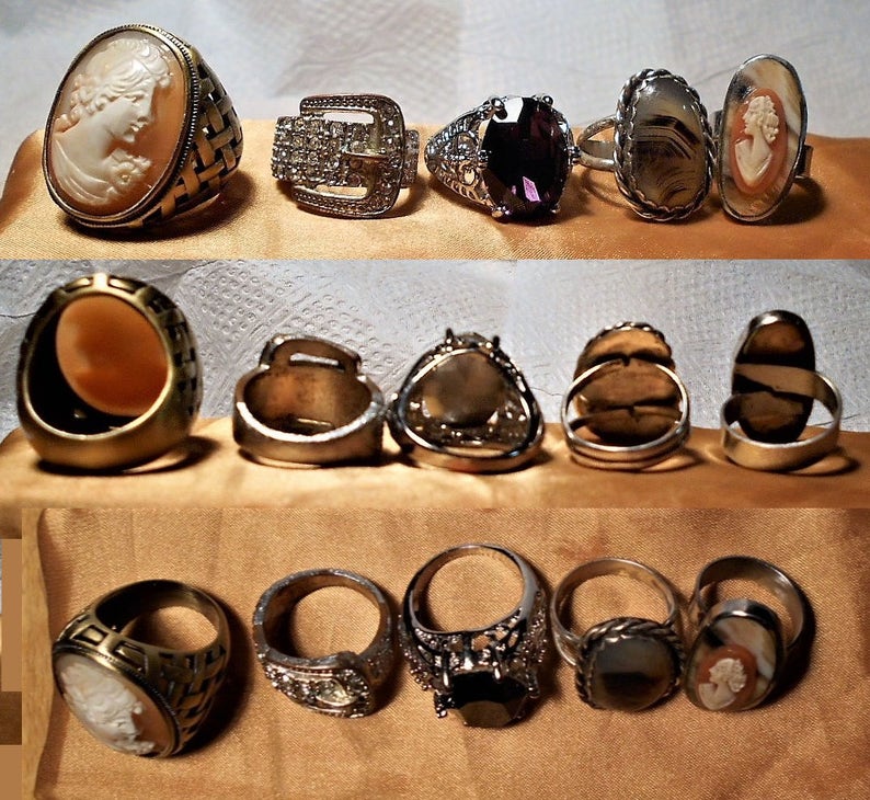 Hence the Price Only 19.90 SALE 1 Buckle Ring Vintage Silver Tone Rhinestone Buckle Old Conditon Loosing Tone on Back Size 7