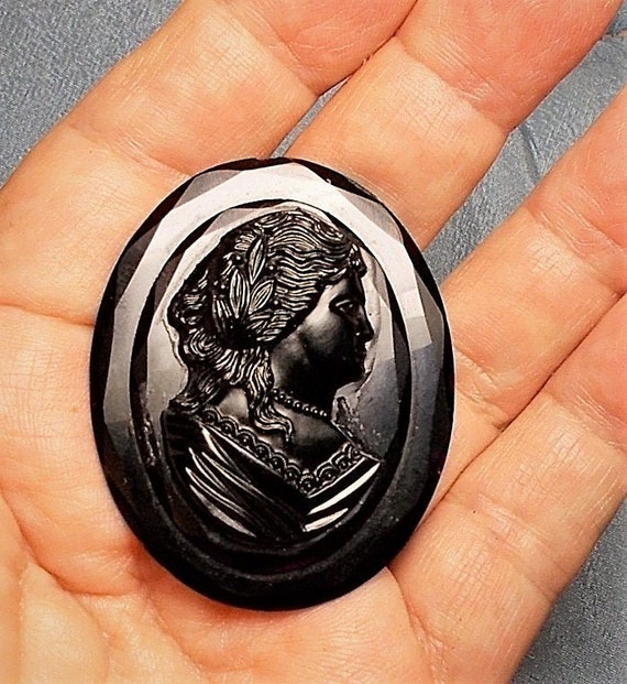 Sale BLACK CAMEO Antique Victorian Black Celluloid