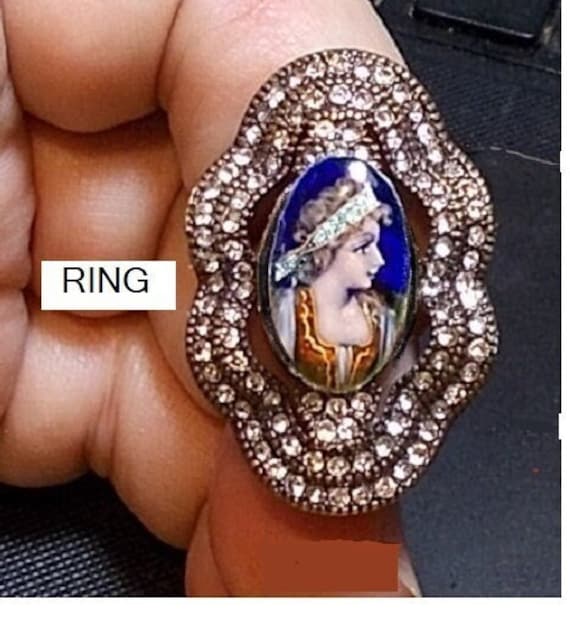 SALE Cobalt Medieval Maiden Ring, Antique French H