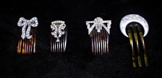 1930 SPARKLING Rhinestone Hinged Comb Small Victo… - image 7