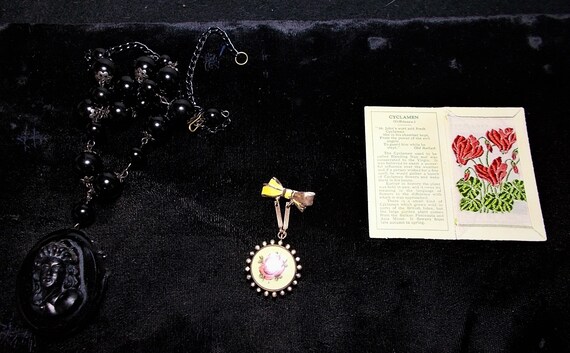 Vintage Guilloche Enamel Rose Heart Charm Pendant, Victorian