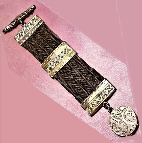 SALE Victorian Woven Mourning Hair Watch Fob or Ch