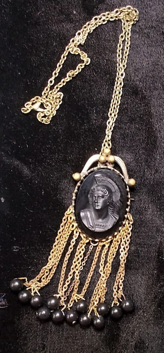 SALE Black ATHENA Cameo NECKLACE 1930 Female Warr… - image 7