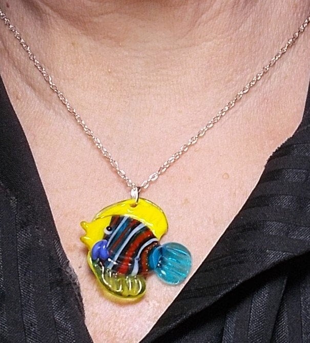 Glass fish pendant sale