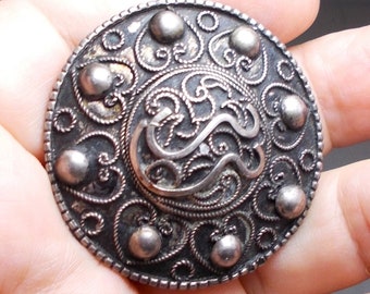 Hand Wrought Sterling SOMBRERO Brooch w/ Lasso  Hearts & Raised Spheres, Very Ornate Filigree Option of Brooch Adapter to Pendant