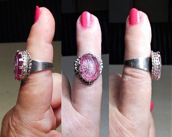 SALE 1 Vintage Pink Camphor Glass Ring, Art Deco … - image 2