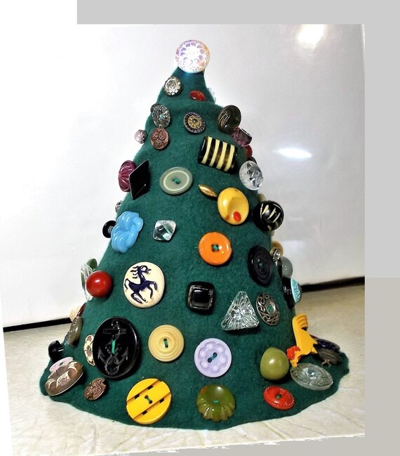 SALE Antique Button Rhinestone Pearl Christmas Tree About 100