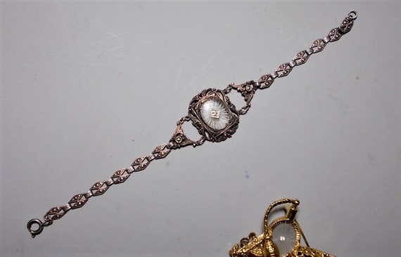 SALE 1920 Marcasite Camphor Glass Bracelet w/ Dia… - image 5
