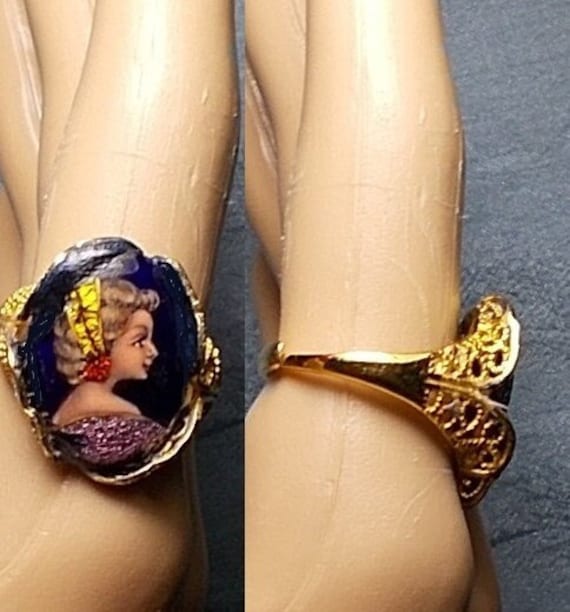 SALE Antique Cobalt Pretty Maiden Ring, French Ha… - image 1