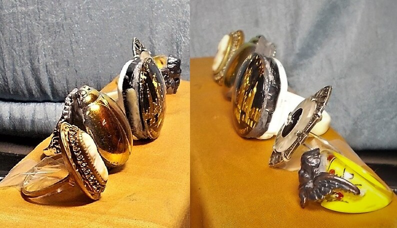 /& Unique Chunky Size 9 Great Gift Only 99.90 1 Lucite 1950s New York Ring 3D Gilded Statue of Liberty Reminisce Ellis Island Ring Funky
