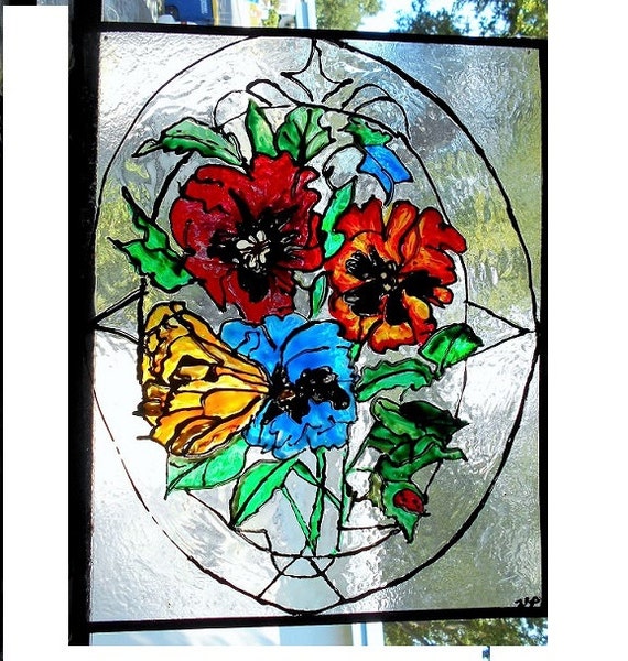 Sale Large Liquid Stained Glass Painting Of Petunias Etsy Singapore