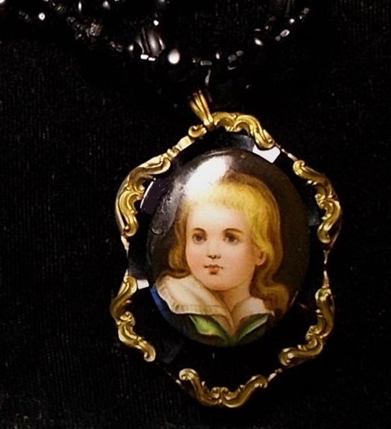 1880s 2"+ Porcelain Darling Child Hand Painted Br… - image 5