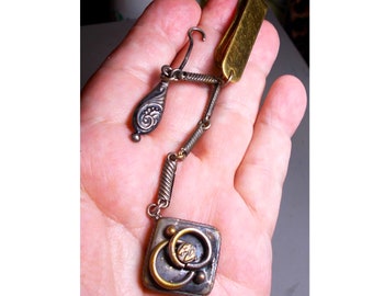 Antique FOB Brass Pocket Clip, w/ Tiny Etched Horse on Pendant & Brass Glove Hook w/ Curlicues, Swirls.  All for145.90 OOAK One of a Kind!