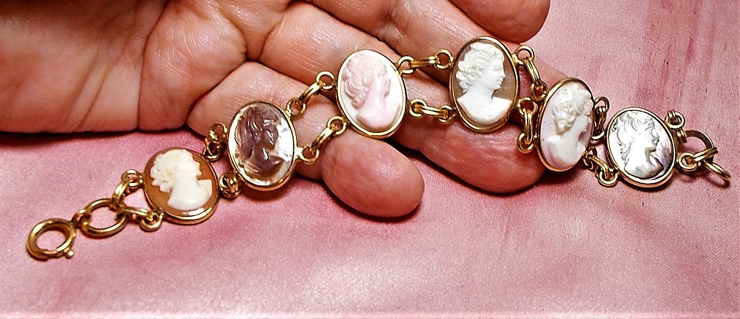 6 Cameo Van Dell BRACELET Vintage Hand Carved Shell Cameos Marked 12K Gold  Filled Van DELL Link Bracelet Ea Different, 5 Kinds of Shell Ext. - Etsy