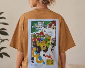 T-shirt con grafica da viaggio / Maglietta con stampa oversize sul retro
