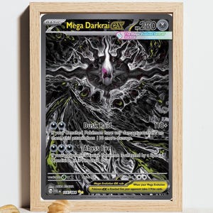 Konsttryck med Mega Darkrai Ex-kort | Inramad eller oramad väggkonst | A4 A3-poster, matt eller glansig, 300 g/m² | Anime-spelrumsinredning, present