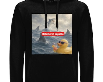 Sudadera con capucha y estampado de pato tiburón en acuarela – Sudadera de estilo urbano relajado de Unbothered Republic